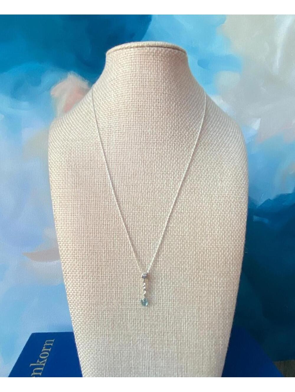 925 Sterling Silver Teardrop Aquamarine Pendant Necklace